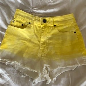 Yellow ombre high waisted shorts
